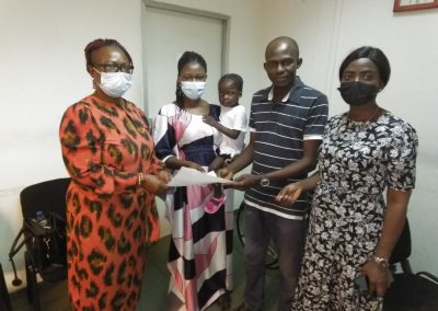 LHCHF In the middle are parents of the beneficiary and on the right is the welfare officer pediatrics, National Hospital Abuja.