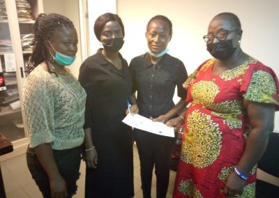 LHCHF In the middle is the mother of the beneficiary and welfare officer on the right is LHCHF Volunteer at the National Hospital Abuja 5th of May, 2022.