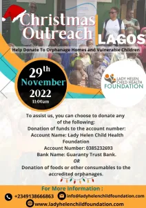 Lagos Christmas Outreach for the Orphanages 29th Nov, 2022.