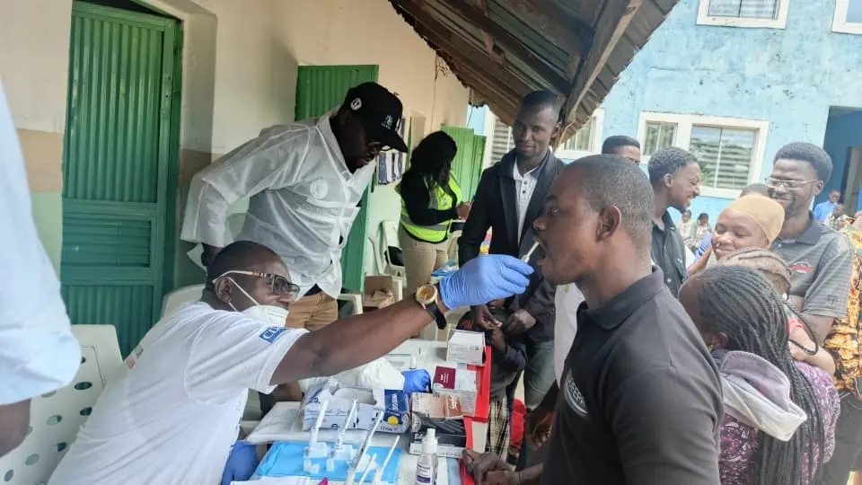 Malaria and HIV testing being conducted on the teachers and care givers at Hope for Survival.