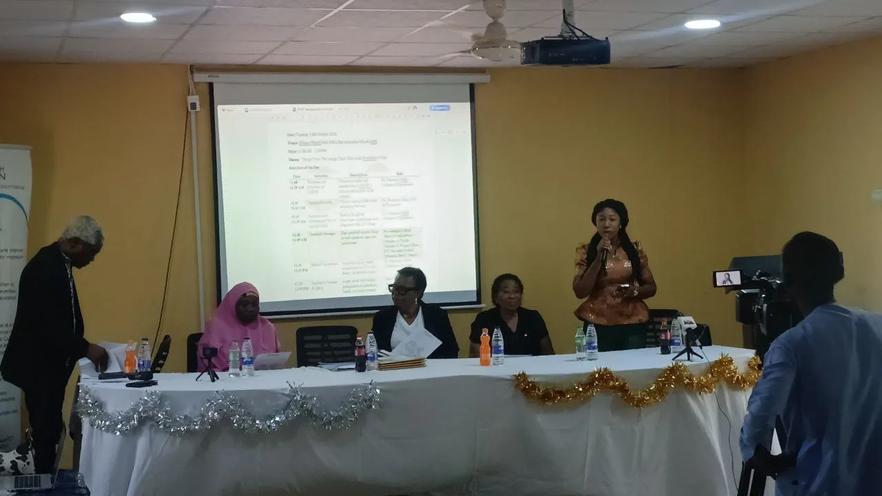 Mrs Christiana giving a goodwill message on behalf of the FCT Secondary Schools Education Board