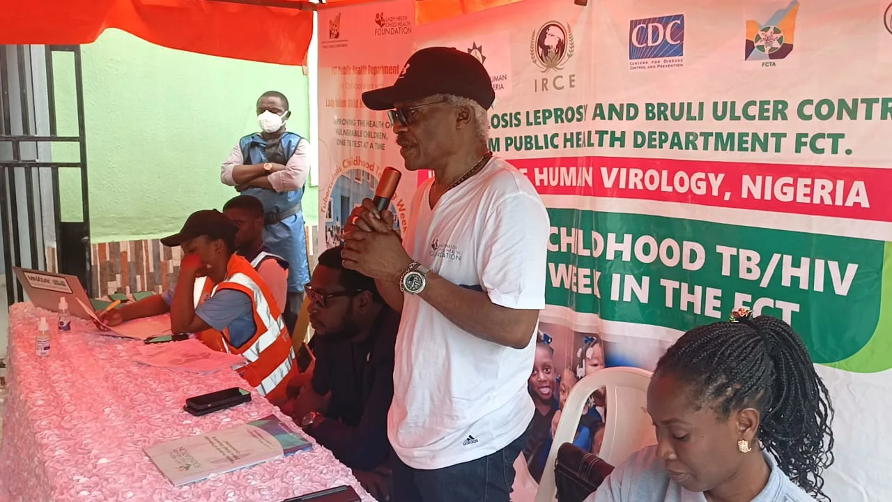 Dr Benjamin Odeka introducing LHCHF and pointing out its purpose in TB testing