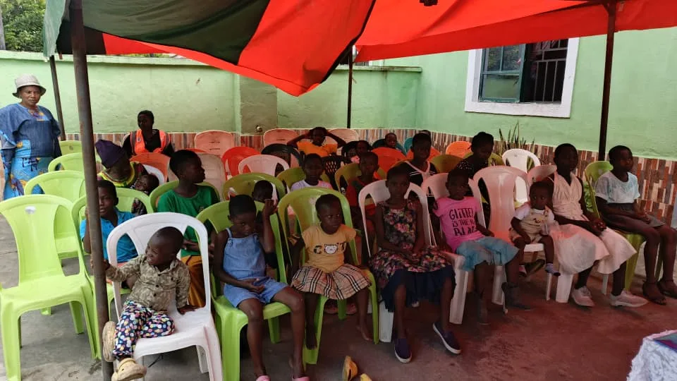 Children of Lomina Orphanage Home settling down launch of the third and final day of the TB childhood testing