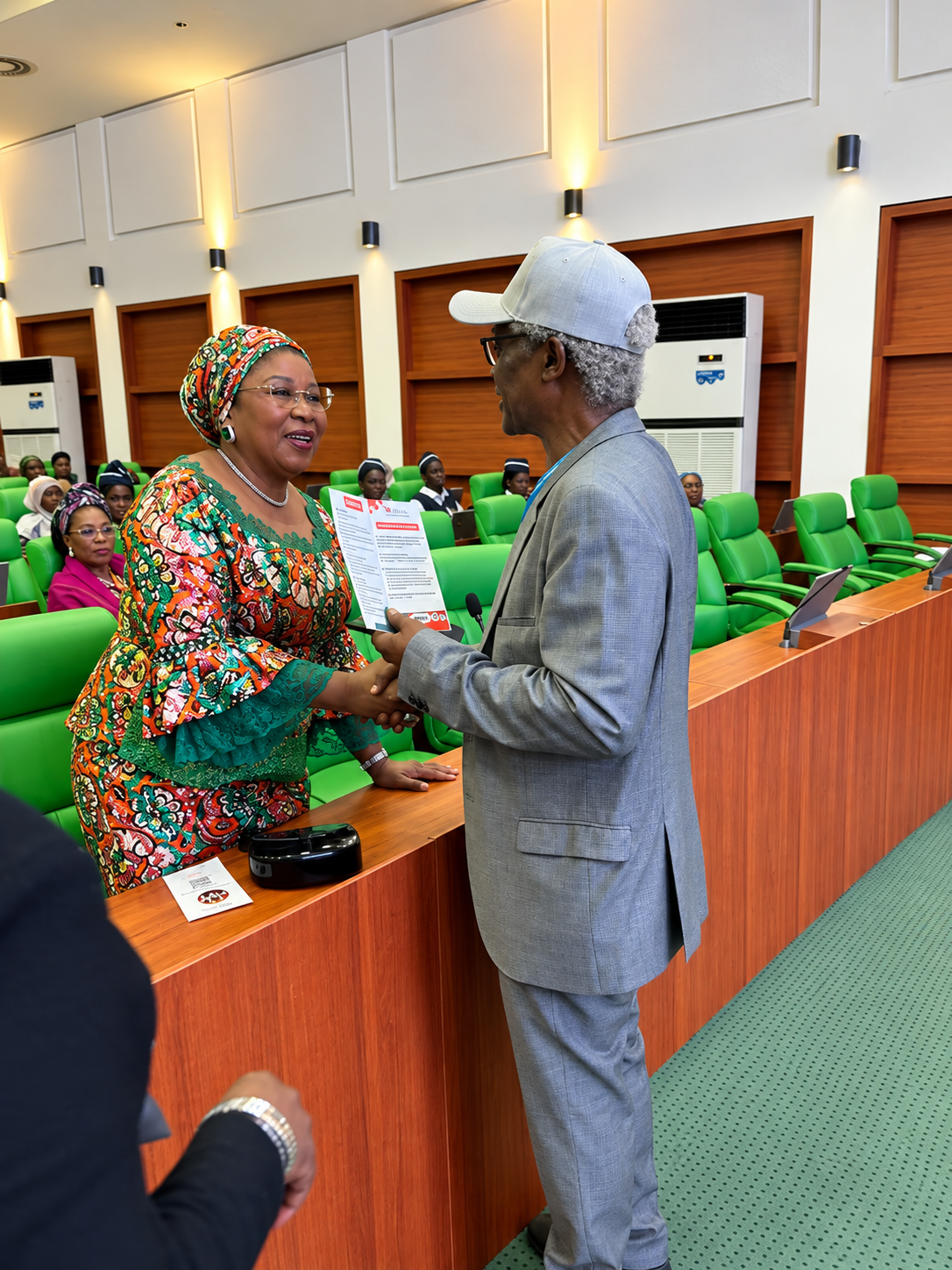 The CEO of  Lady Helen Child Health Foundation (LHCHF) with the Immediate Past Head of the Civil Service of the Federation.