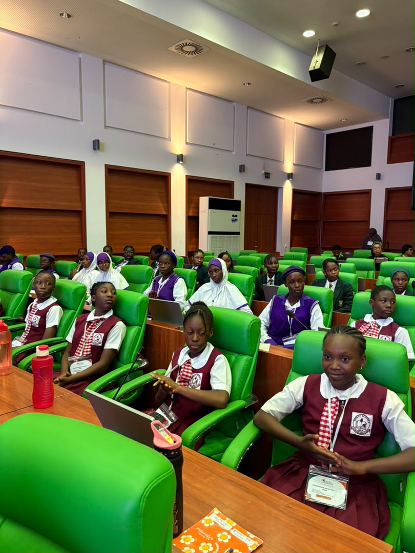 Students participating in the Girls’ Parliament session at the National Assembly, Abuja.